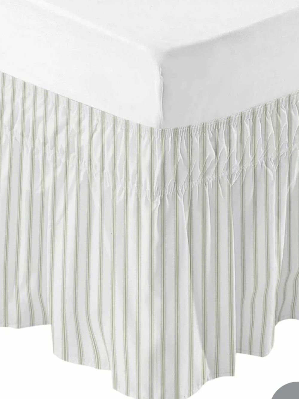 QUEEN Bed Skirt 18” Drop 100% Polyester - Striped SAGE Green